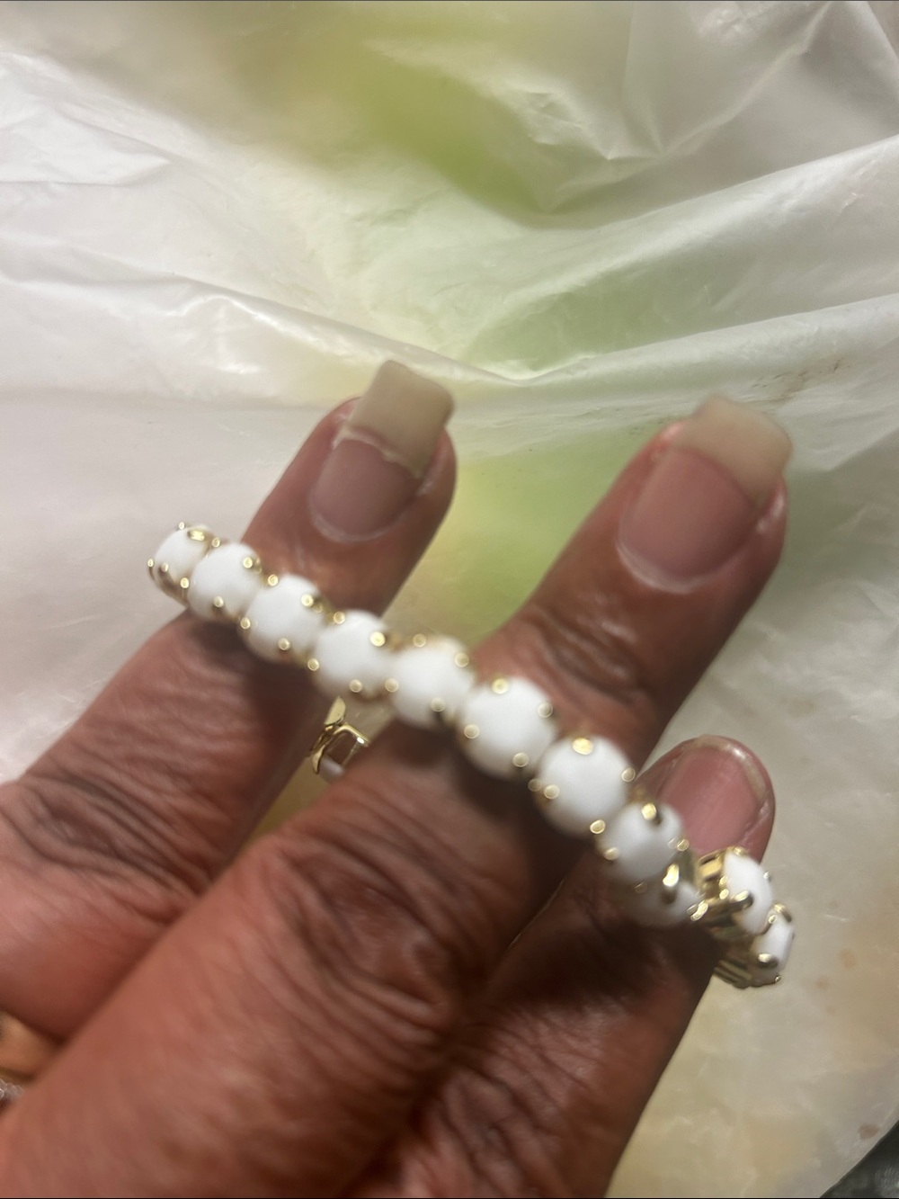 Sorrelli White Beaded Bracelet with Gold Accents